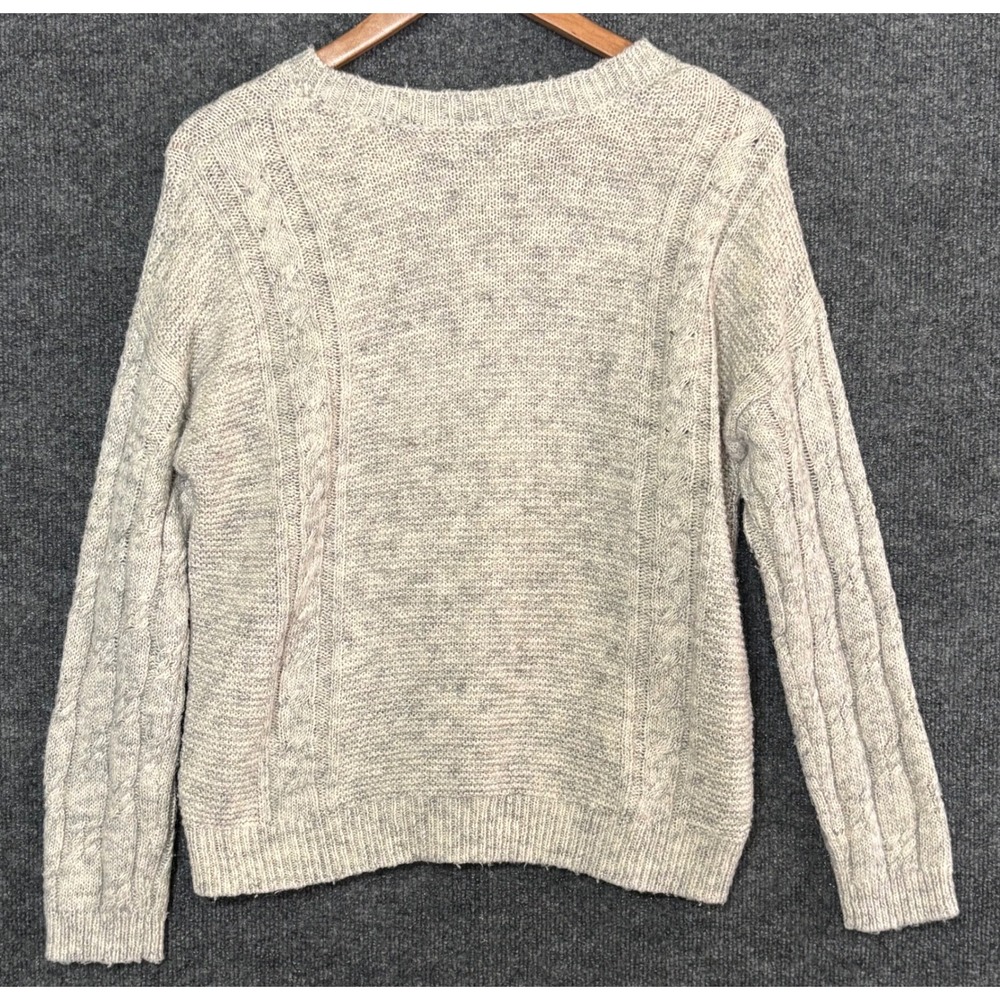 Lucky Brand‎ Women Sweater Cable Knit Textured Cream Marl Size M - Picture 5 of 8